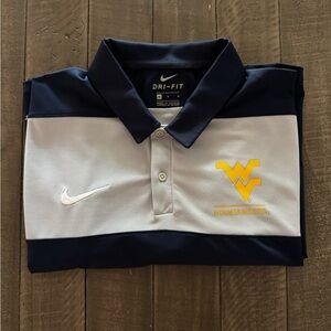 NIKE Dri Fit West Virginia Mountaineers Polo - Size M - Blue/Grey/Gold